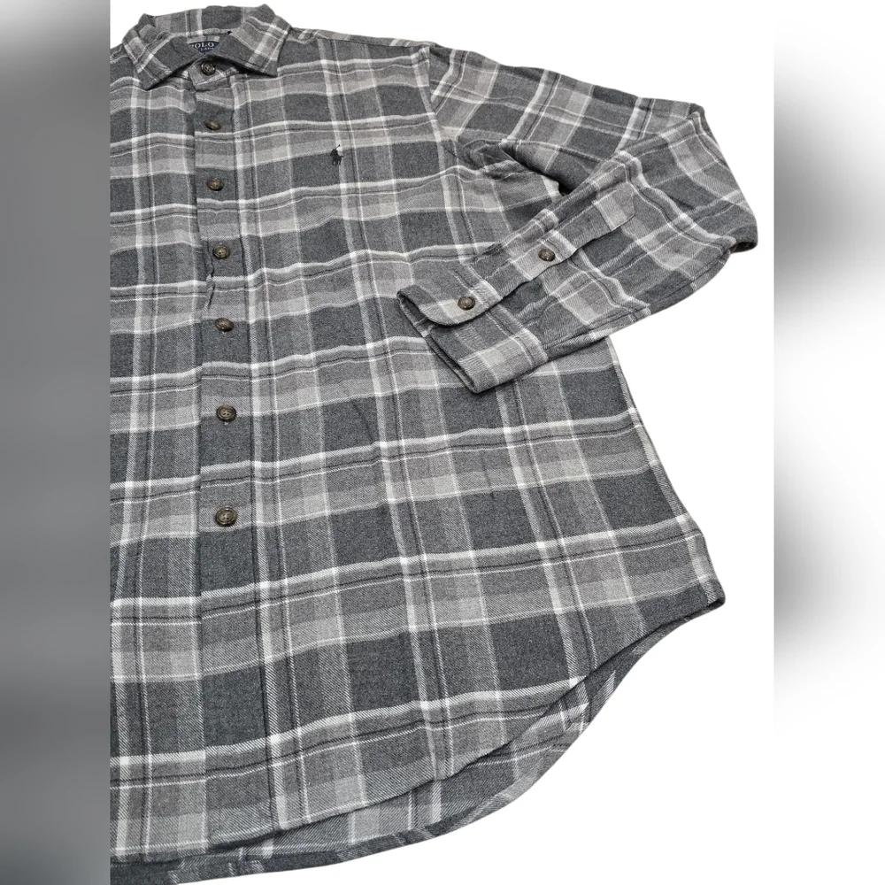 Polo Ralph Lauren Checked Cotton-Flannel Shirt In Gray